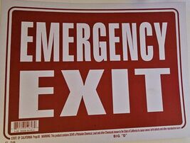 One Sided EMERGENCY EXIT Sign 8 x 12 Inch - 2 Count, White and Red - €11,89 EUR