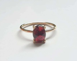 925 Sterling silver Gold plated Red Garnet Stone Ring 3.50 Ct Christmas Gift - £68.13 GBP