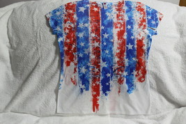 American Flag Independence Day Tie Dye Look Usa Women T-SHIRT - £8.91 GBP