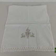 Embroidered Purple Flower Tablecloth Cover Dresser Scarf Raz Import Cotton 25x15 - £7.79 GBP