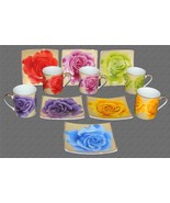 11-Pc Jay &amp; Sons Gold Accents Varied Colorful Roses Demitasse Cups/Sauce... - $48.00 CAD