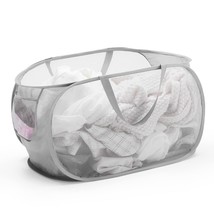 Mesh Pop Up Laundry Basket With Strong Handles, Large Opening Collapsible Clothe - $18.99