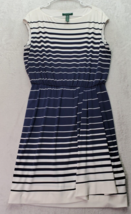 Lauren Ralph Lauren Sheath Dress Women&#39;s Size 14 White Navy Striped Roun... - $32.38
