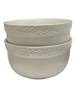 (2) Bee &amp; Willow Asheville Vine 6&quot; Cereal Soup Bowls Dishes White Leaf S... - €21,83 EUR