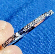 Earth mined Diamond Deco Anniversary Wedding Band Gatsby Style 14k Gold Ring 7 - $1,610.25