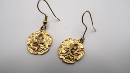 Vintage Dangle Gold Sand Dollar Beach Earrings 3.5cm - £15.82 GBP