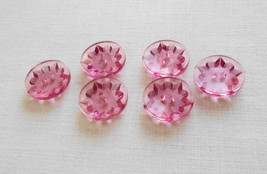 &#39;Six Sewing Craft Lucite Small Pink Buttons with Cut-out Pattern-Free Sh... - $6.00
