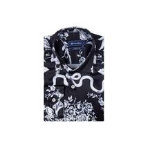 Mens Oscar Banks Brand Name Turkey Shirt Satin Floral European 6425 Black white image 5