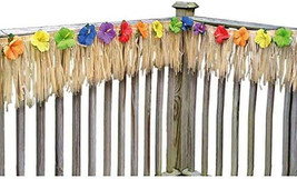 Luau Party Raffia Look Deck Fringe Table Skirt Hibiscus 24 ft x 12 in - £20.11 GBP