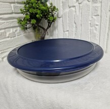Vintage Tupperware 2-Litre Large Round Serving Container with Navy Blue Lid - €16,26 EUR