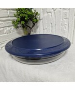 Vintage Tupperware 2-Litre Large Round Serving Container with Navy Blue Lid - $25.50 CAD