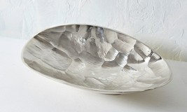 Oval Boat Dish Plate Elegant Hammered Look 12.5" Long Dark Silver Nickel Finish image 2