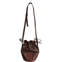 Vtg 80s 90s  Brown 100% Leather Unisa Crossbody Shoulder Bucket Handbag ... - $817.38 MXN