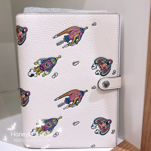 NWT Coach Cosmic Notebook With Space Rocket Print Silver / Chalk Multi - $107.91