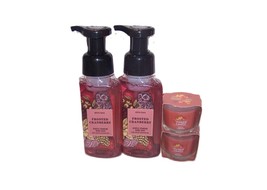 Bath &amp; Body Works Frosted Cranberry Foaming Soap w Apple Pumpkin Candle - £21.50 GBP