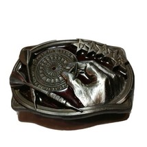 Darts Player 1990 Pewter with Red Enamel Belt Buckle Made In USA #1521 - $25.74