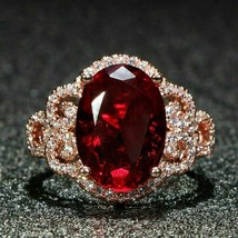 3Ct Oval Simulated Garnet 14k Rose Gold Plated Engagement Vintage Solitaire Ring - £118.41 GBP