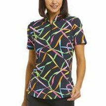 Nwt Ladies Ibkul Gifted Black Short Sleeve Mock Golf Shirt Sizes S, M &amp; Xl - $69.99