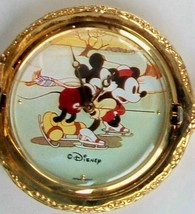 Disney Retired Mickey Mouse Pocket Watch! New! HTF! Mickey and Minnie Ice-Skatin - £316.38 GBP