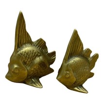 Vintage LOT 2 Brass Fish Goldfish Sculptures Figures 4” &amp; 5” Tall - £30.91 GBP