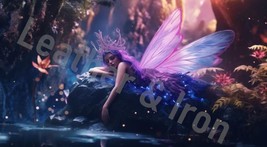 Purple Fairy on Rock Design Vinyl Checkbook Cover - £7.02 GBP
