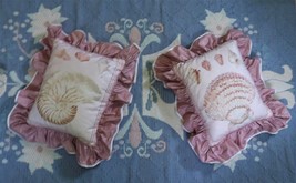 Pink Seashell Beach Ruffled Throw Pillow, Set of 2 Accent Pillows - £17.11 GBP