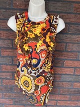 J Crew All Silk Floral Sleeveless Blouse Size 00 XS Ruffle Back Button High Neck - £22.02 GBP