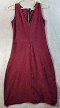 Synergy Tank Dress Womens Small Burgundy 100% Cotton Sleeveless V Neck Back Zip - £14.77 GBP