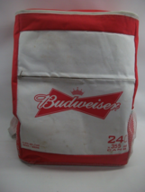 Budweiser Beer Cooler Bag Backpack Insulated Red White Zippered w/ Tag - £11.43 GBP