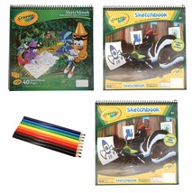Sketch Books Bundle (3 Pack, 40 Pgs Each, 8 Color Pencils) Non-Toxic, Draw, - £39.61 GBP