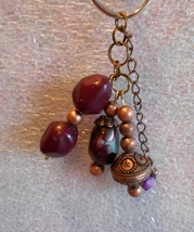 Copper and Red Stone Keychain, Bangle-Pendant Style for Keys, Crafts, Ch... - $8.95