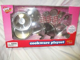 Stainless Steel Cookware 11 Pc Playset Pots Pans Colander Strainer Utens... - $44.55