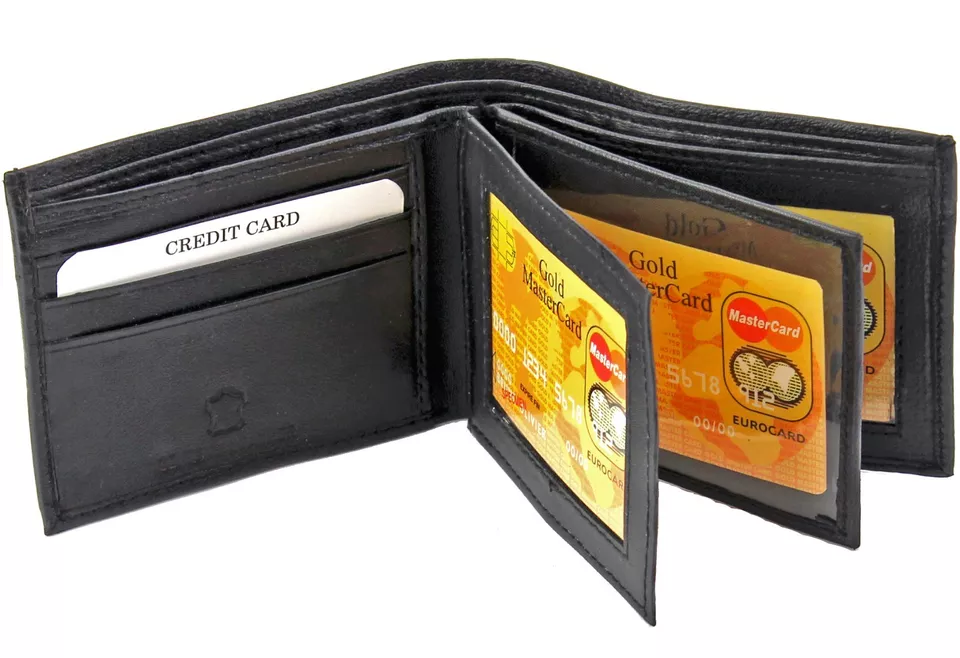 1 Center Flip Mens Bifold Trifold Genuine Leather Wallet - $19.00