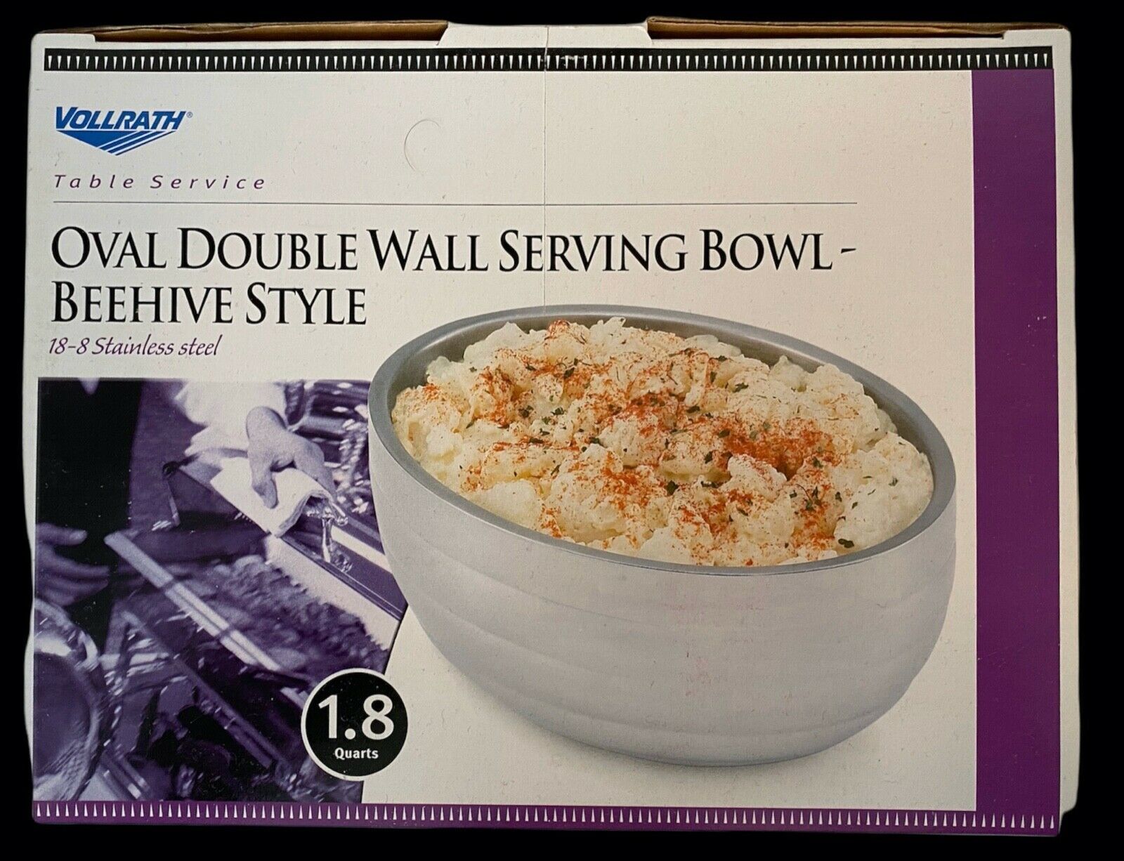 Vollrath Double Wall Serving Bowl Beehive Style 18-8 Stainless Steel 1.8 Quarts - $71.99