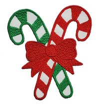 Christmas Candy Canes Embroidered Sew/Iron On Patch 4.5&quot; x 3.75&quot; Decoration  - $8.49+