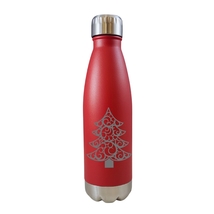 Christmas Tree Flourish Design Red 17oz Water Bottle LA5155 - £15.97 GBP