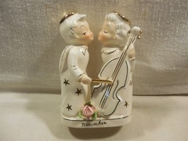 Vtg Napco Japan Ceramic November Birthday Kissing Angel Boy Girl Figurine 2001 - £37.88 GBP