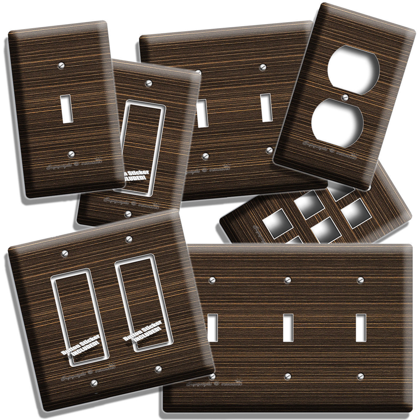 WENGE WOOD GRAIN TEXTURE LIGHT SWITCH OUTLET WALL PLATES ROOM OFFICE HOUSE DECOR