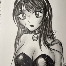 Sexy Bunny Anime Girl Manga Playboy  Horror Original Art Drawing By Frank Forte - £22.11 GBP