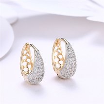 925 Sterling Silver/Gold/Rose Gold AAA Zircon Hollow Out Earrings Women Gift Fas - £15.28 GBP