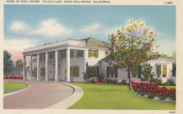 Linen Postcard c1940s A360 Home of Bing Crosby Toluca Lake Near Hollywood Calif - £5.39 GBP