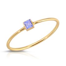 14K Solid Gold Ring With Natural Princess Cut Bezel Set Tanzanite - £187.84 GBP
