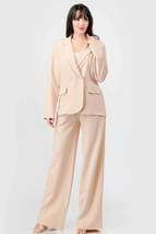 Luxe Stretch Woven Loose Fit Blazer And Wide Legs Pants Semi Formal Set - £72.57 GBP