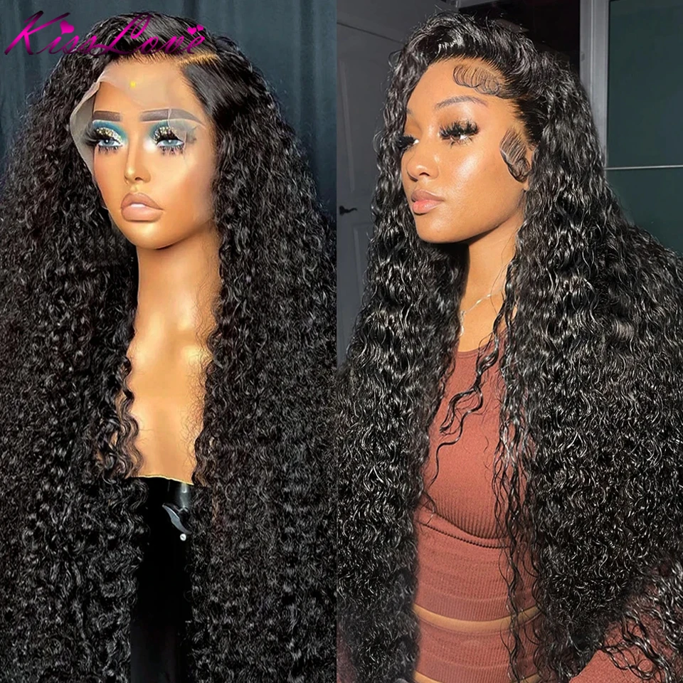 Kiss Love Water Wave 360 Full Lace Frontal Human Hair Wigs Pre Plucked F... - £111.82 GBP+