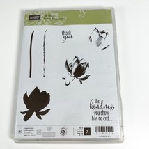 Stampin Up Lotus Blossom Stamp Set Watercolor Flowers Floral Stems Leaves New - £6.99 GBP