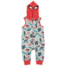 Marvel Spider-Man Mask And All Over Print Sleeveless Hooded Romper Multi-Color - £19.84 GBP
