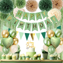 Sage Green Birthday Decorations, Birthday Party Décor, Gold Green Balloons Olive - £21.95 GBP