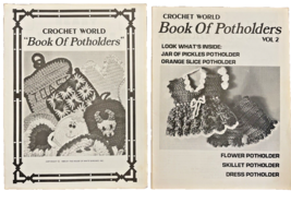 Pattern Books Crochet World Vol 1 and Vol 2 Book of Potholders 1980s Vtg - £12.92 GBP