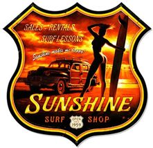 Sunshine Surf Pin-Up Shield Plasma Cut Metal Sign - $49.95