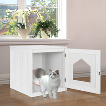 Side Table Cat Home Indoor Pet Crate Box Decor Cat Litter Box Wooden Cat House - £72.73 GBP
